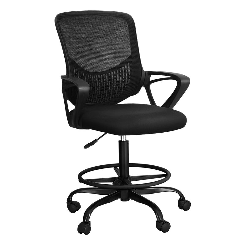 Artiss Office Chair Drafting Stool Computer Standing Desk Mesh Chairs Black - Furniture > Office - Rivercity House & Home Co. (ABN 18 642 972 209)