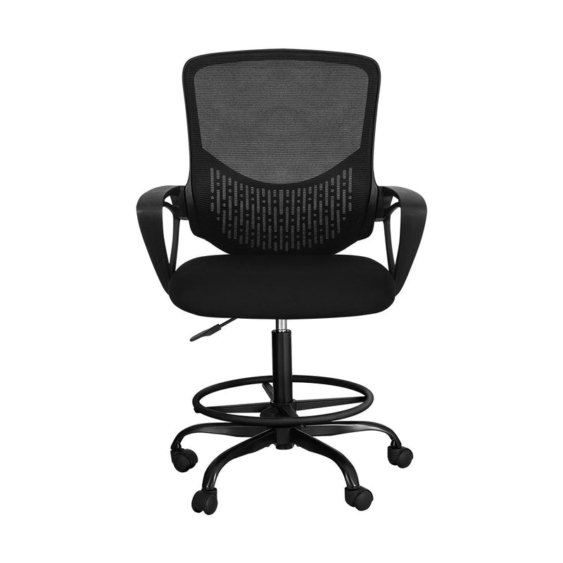 Artiss Office Chair Drafting Stool Computer Standing Desk Mesh Chairs Black - Furniture > Office - Rivercity House & Home Co. (ABN 18 642 972 209)