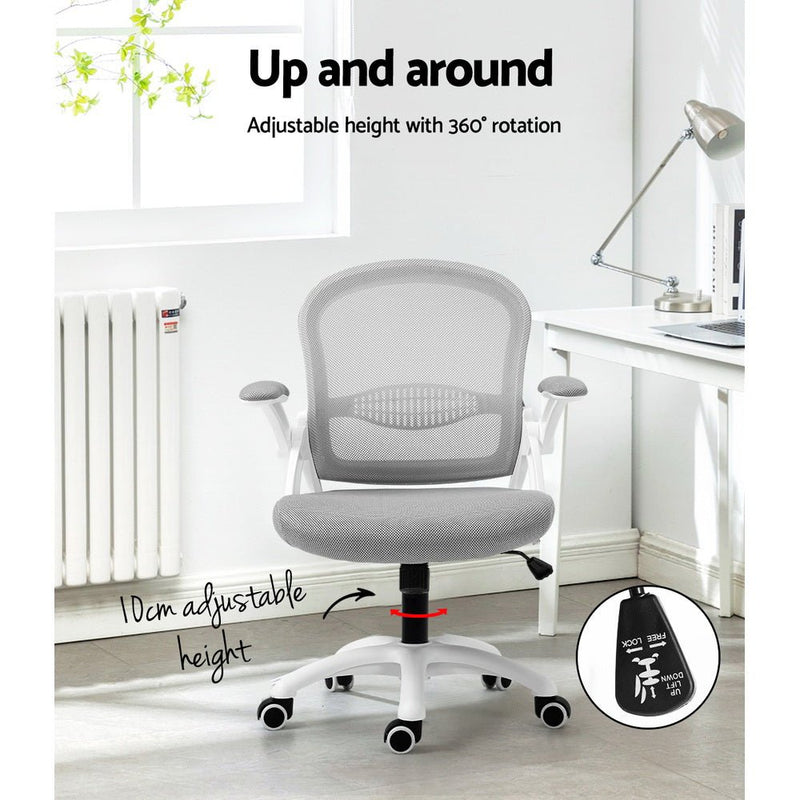 Mesh Office Chair Mid Back Grey - Furniture > Office - Rivercity House & Home Co. (ABN 18 642 972 209) - Affordable Modern Furniture Australia