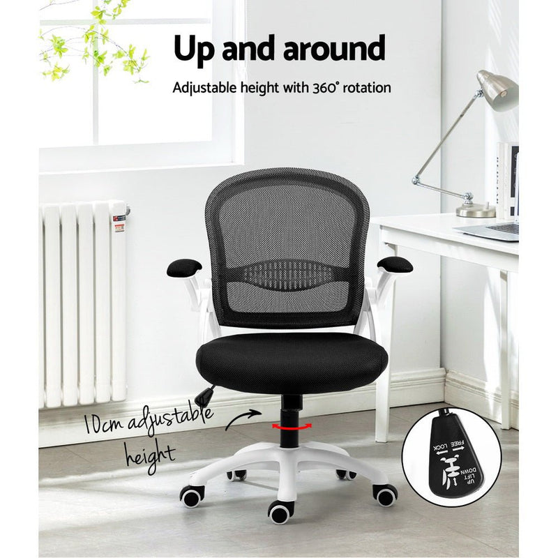 Mesh Office Chair Mid Back Black - Furniture > Office - Rivercity House & Home Co. (ABN 18 642 972 209) - Affordable Modern Furniture Australia