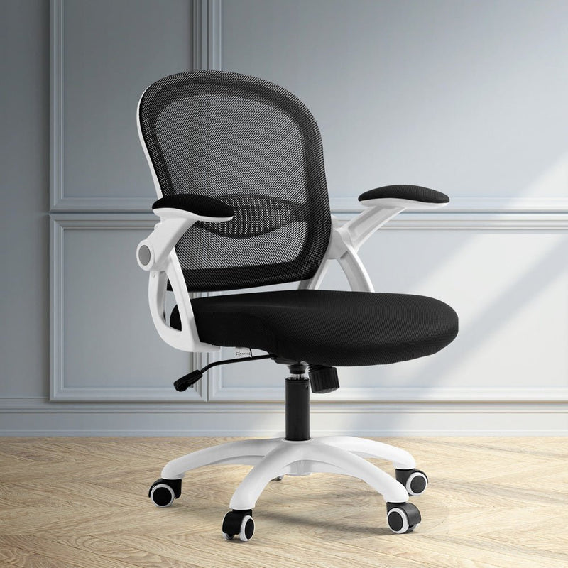 Mesh Office Chair Mid Back Black - Furniture > Office - Rivercity House & Home Co. (ABN 18 642 972 209) - Affordable Modern Furniture Australia