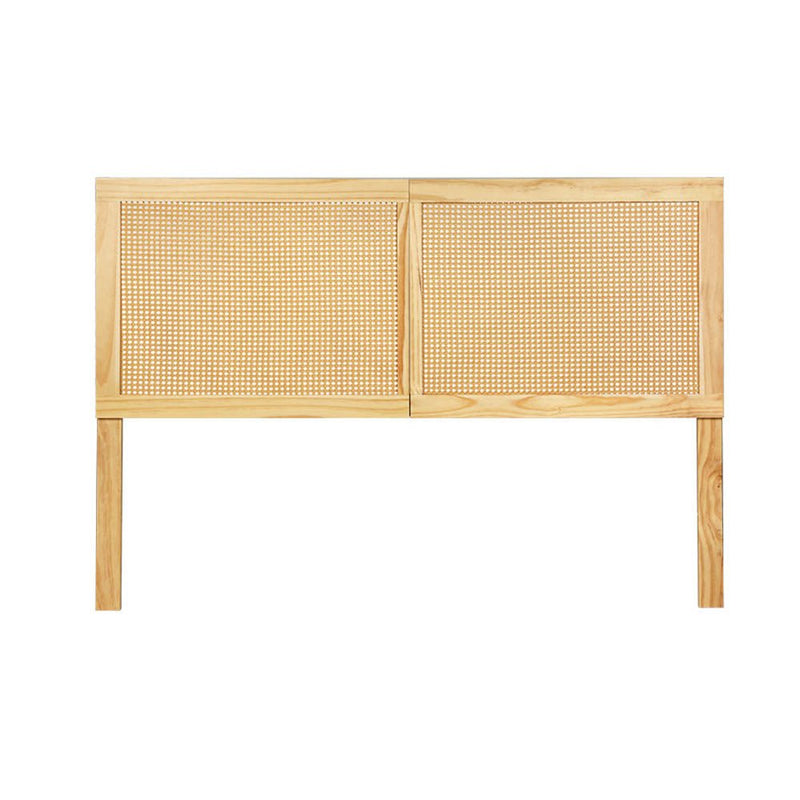Artiss Rattan Bed Frame Double Size Bed Head Headboard Bedhead Base RIBO Pine - Furniture > Bedroom - Rivercity House & Home Co. (ABN 18 642 972 209)
