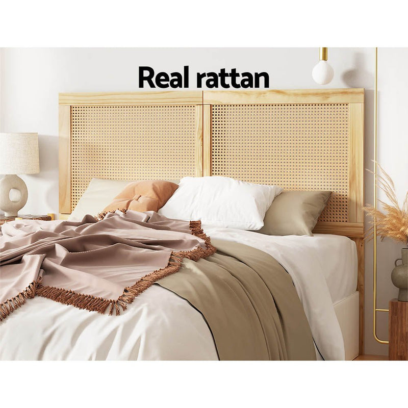 Double Size | Ribo Rattan Bed Head Headboard Pine - Furniture > Bedroom - Rivercity House & Home Co. (ABN 18 642 972 209) - Affordable Modern Furniture Australia