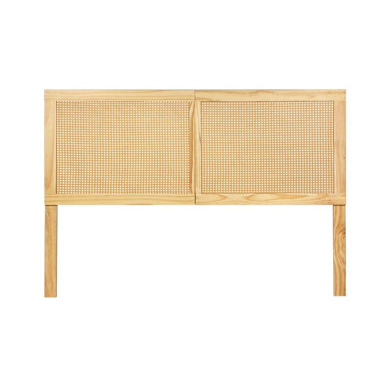 Artiss Rattan Bed Frame Queen Size Bed Head Headboard Bedhead Base RIBO Pine - Furniture > Bedroom - Rivercity House & Home Co. (ABN 18 642 972 209)