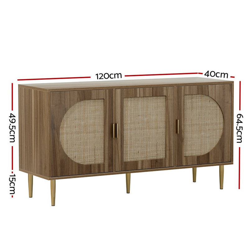 Rattan Buffet Sideboard Storage Cupboard 120CM Dark Oak - Furniture > Living Room - Rivercity House & Home Co. (ABN 18 642 972 209) - Affordable Modern Furniture Australia