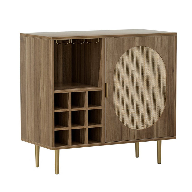 Rattan Buffet Sideboard Storage With Wine Rack Dark Oak - Furniture > Living Room - Rivercity House & Home Co. (ABN 18 642 972 209) - Affordable Modern Furniture Australia