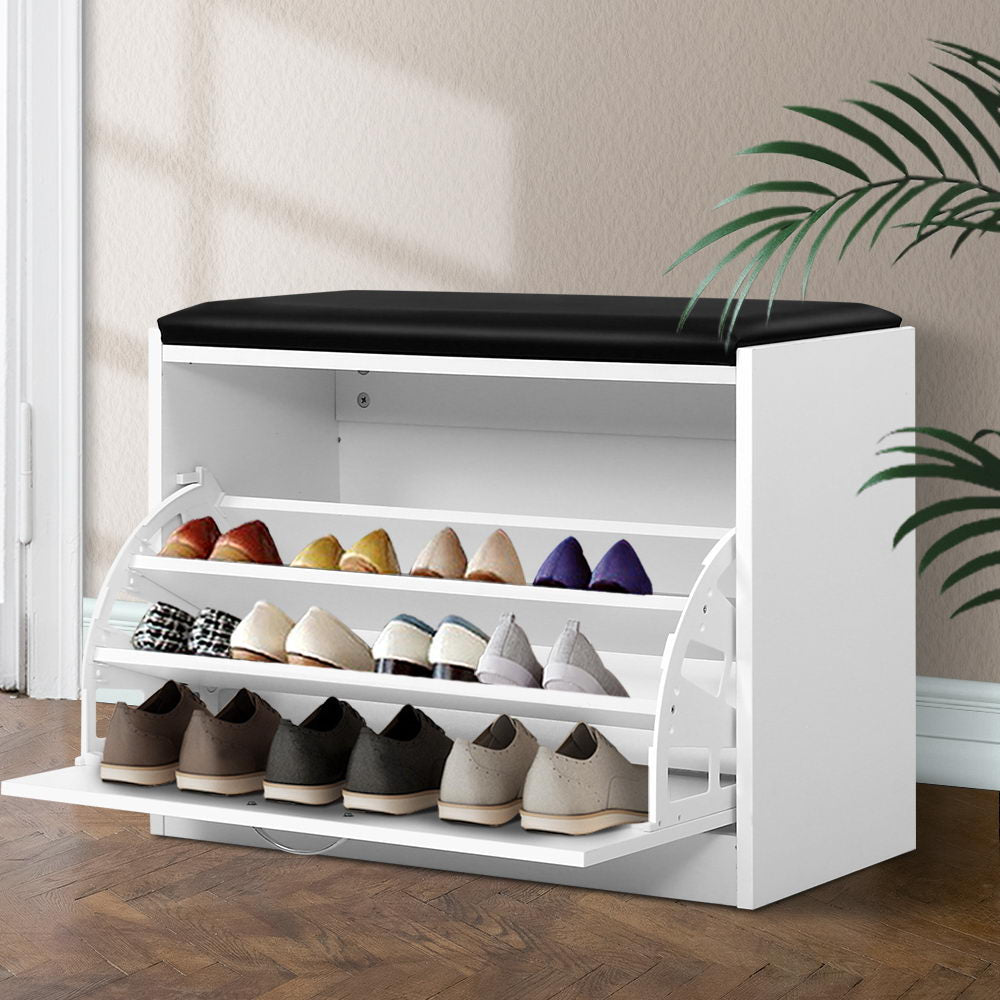 Shoe Cabinet Bench Shoes Storage Rack Organiser Drawer White 15 Pairs - Furniture > Living Room - Rivercity House & Home Co. (ABN 18 642 972 209) - Affordable Modern Furniture Australia
