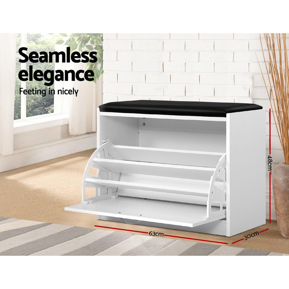 Shoe Cabinet Bench Shoes Storage Rack Organiser Drawer White 15 Pairs - Furniture > Living Room - Rivercity House & Home Co. (ABN 18 642 972 209) - Affordable Modern Furniture Australia