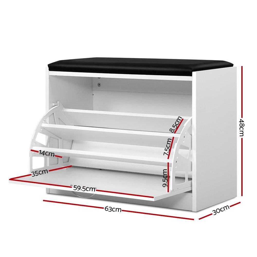 Shoe Cabinet Bench Shoes Storage Rack Organiser Drawer White 15 Pairs - Furniture > Living Room - Rivercity House & Home Co. (ABN 18 642 972 209) - Affordable Modern Furniture Australia