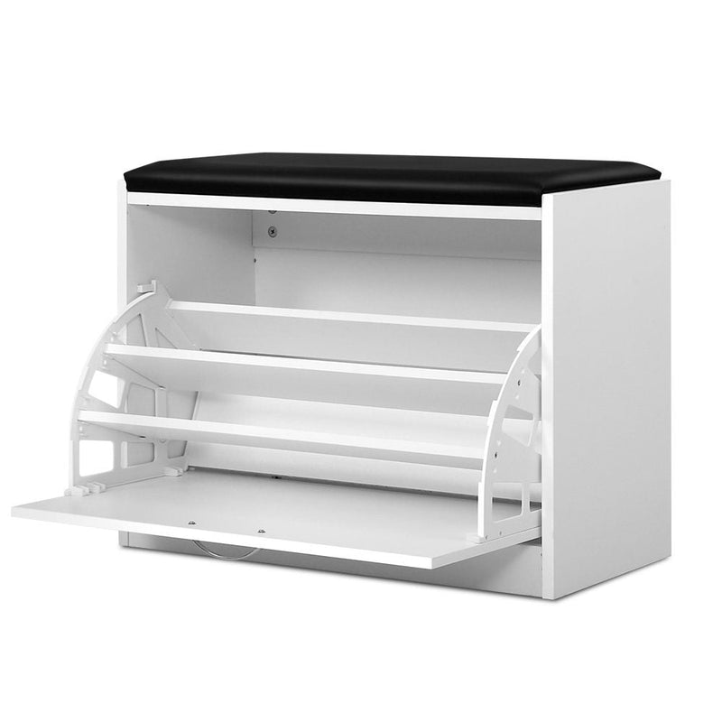 Artiss Shoe Cabinet Bench Shoes Storage Rack Organiser Drawer White 15 Pairs - Furniture > Living Room - Rivercity House & Home Co. (ABN 18 642 972 209)
