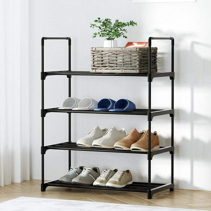 4 Tier Stackable Shoe Rack 55cm Black - Furniture > Living Room - Rivercity House & Home Co. (ABN 18 642 972 209) - Affordable Modern Furniture Australia
