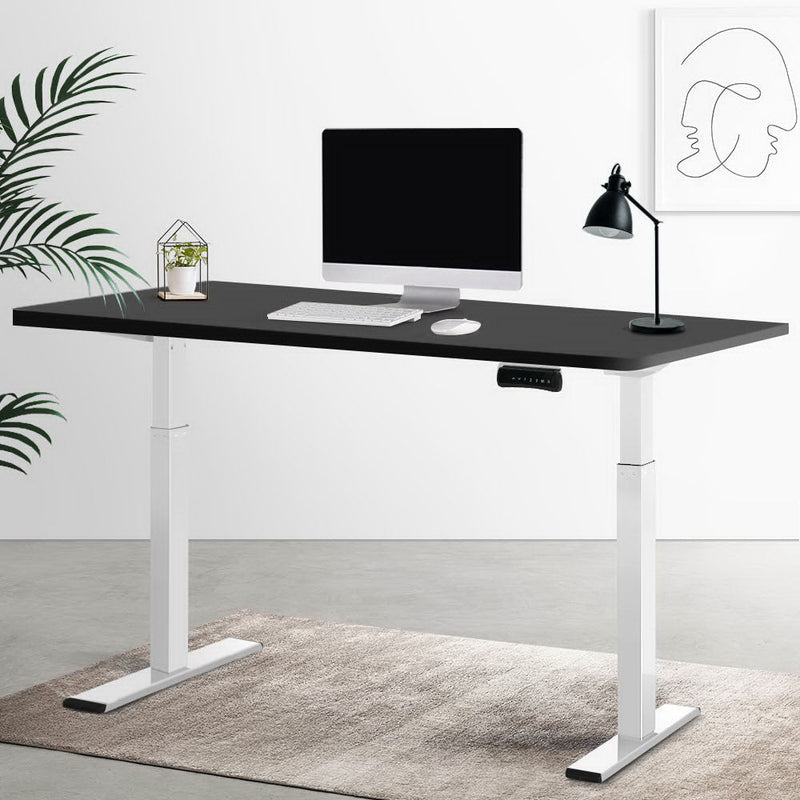 Standing Desk Electric Adjustable Sit Stand Desks White Black 140cm - Furniture > Office - Rivercity House & Home Co. (ABN 18 642 972 209) - Affordable Modern Furniture Australia