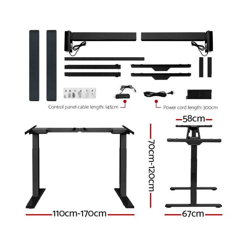 Standing Desk Electric Height Adjustable Sit Stand Desks Black 140cm - Furniture > Office - Rivercity House & Home Co. (ABN 18 642 972 209) - Affordable Modern Furniture Australia