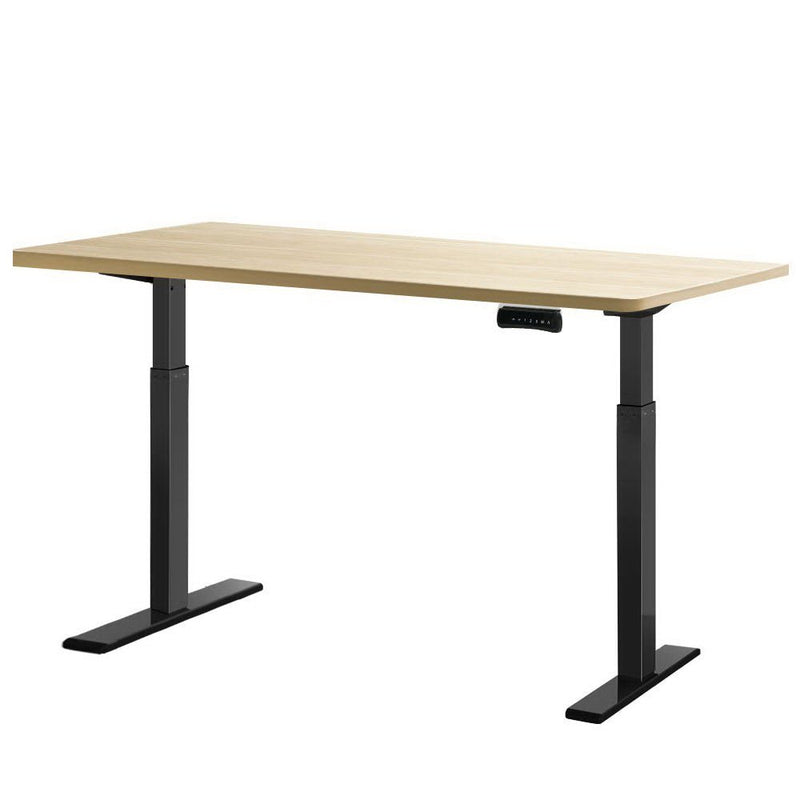 Artiss Standing Desk Electric Height Adjustable Sit Stand Desks Black Oak 140cm - Furniture > Office - Rivercity House & Home Co. (ABN 18 642 972 209)