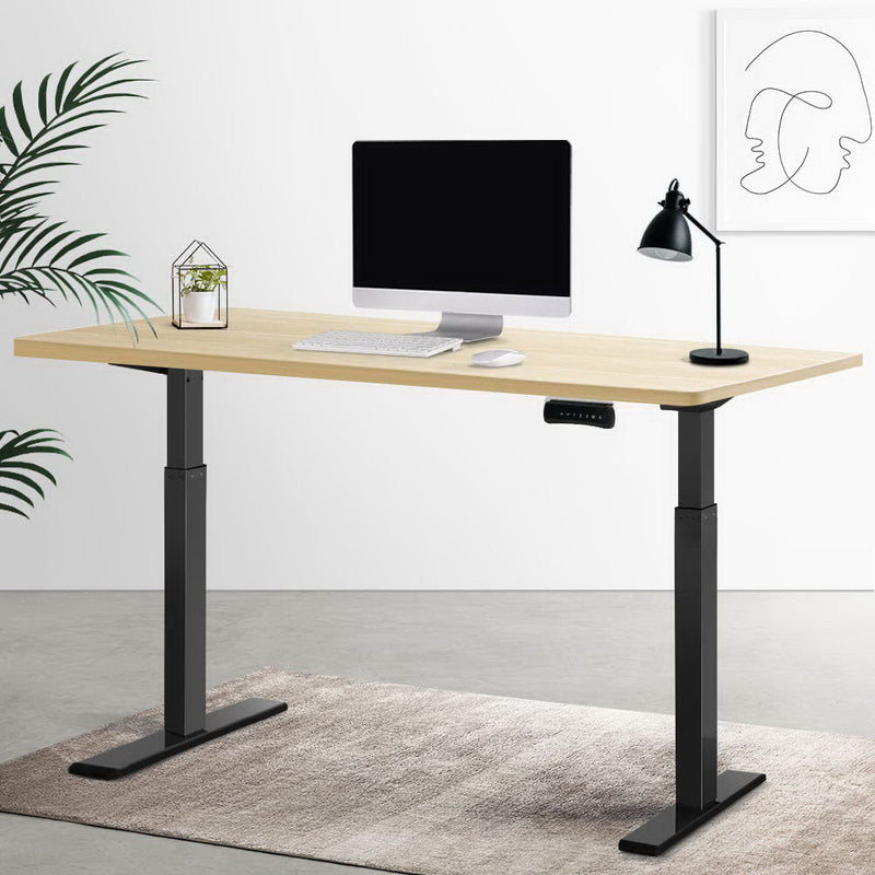 Artiss Standing Desk Electric Height Adjustable Sit Stand Desks Black Oak 140cm - Furniture > Office - Rivercity House & Home Co. (ABN 18 642 972 209)