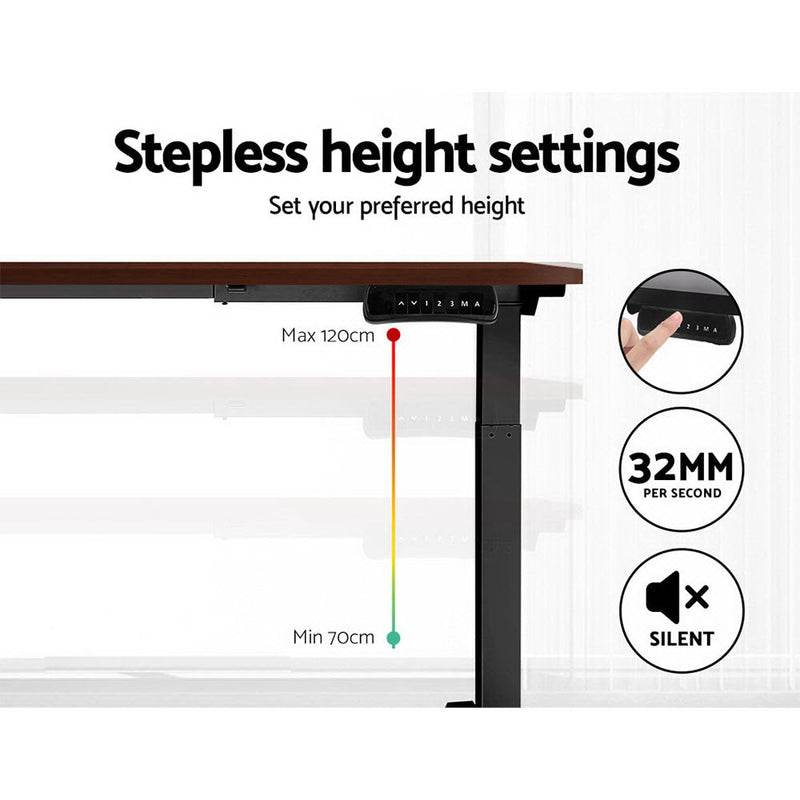 Artiss Standing Desk Electric Height Adjustable Sit Stand Desks Black Walnut - Furniture > Office - Rivercity House & Home Co. (ABN 18 642 972 209)