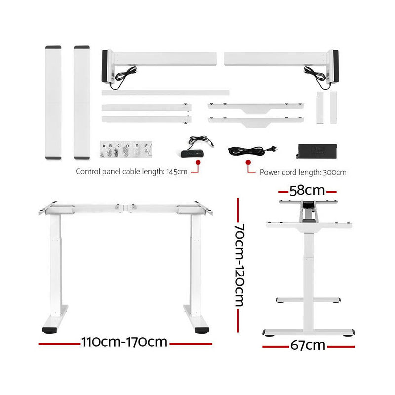 Standing Desk Electric Height Adjustable Sit Stand Desks White Black - Furniture > Office - Rivercity House & Home Co. (ABN 18 642 972 209) - Affordable Modern Furniture Australia