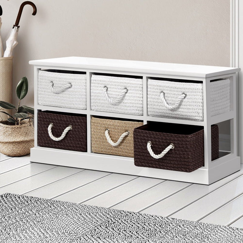 Storage Bench Organiser With 6 Drawers - Furniture > Living Room - Rivercity House & Home Co. (ABN 18 642 972 209) - Affordable Modern Furniture Australia