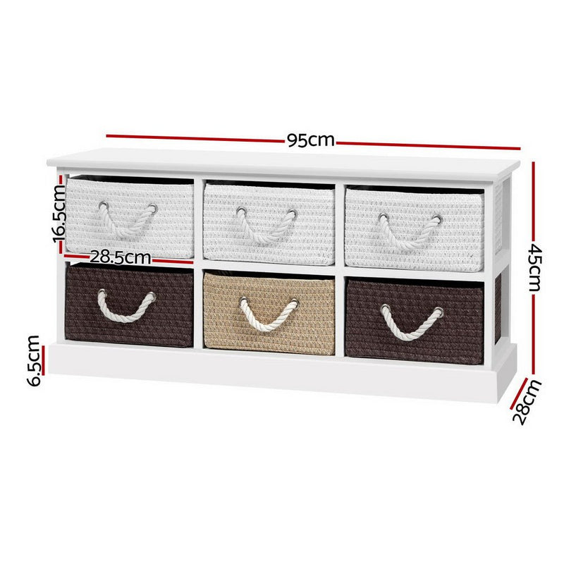 Storage Bench Organiser With 6 Drawers - Furniture > Living Room - Rivercity House & Home Co. (ABN 18 642 972 209) - Affordable Modern Furniture Australia