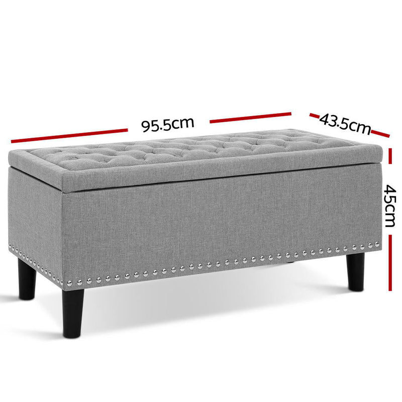 Tufted Seat Storage Ottoman Blanket BoxGrey - Furniture > Living Room - Rivercity House & Home Co. (ABN 18 642 972 209) - Affordable Modern Furniture Australia
