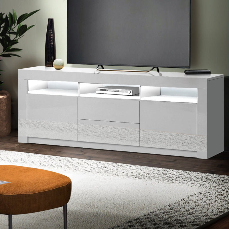 TV Entertainment Unit RGB LED Gloss Drawers 160cm White - Furniture > Living Room - Rivercity House & Home Co. (ABN 18 642 972 209) - Affordable Modern Furniture Australia