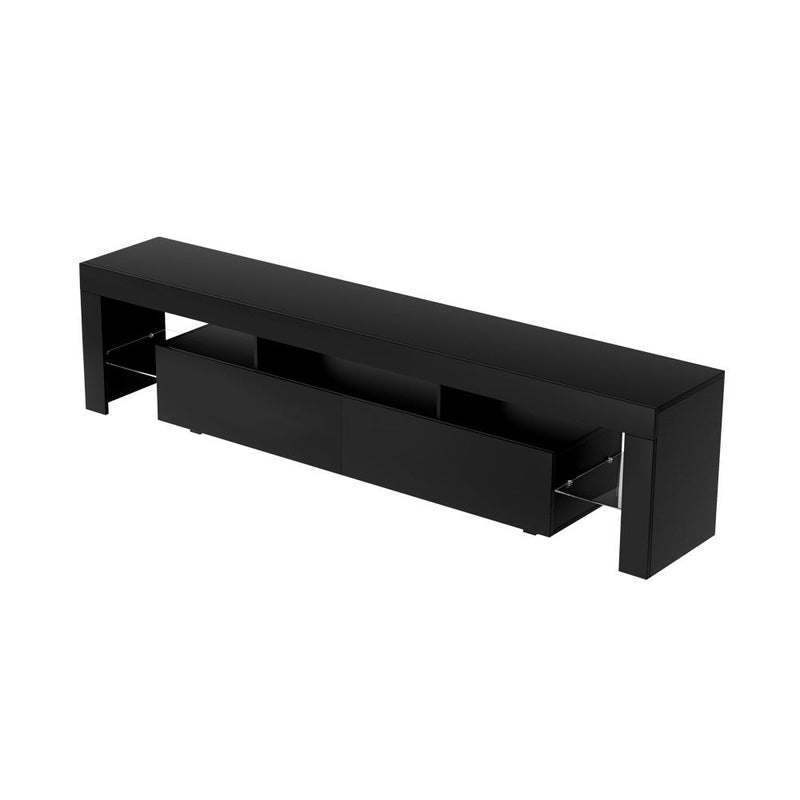 Artiss TV Cabinet Entertainment Unit Stand RGB LED Gloss Furniture 200cm Black - Furniture > Living Room - Rivercity House & Home Co. (ABN 18 642 972 209)