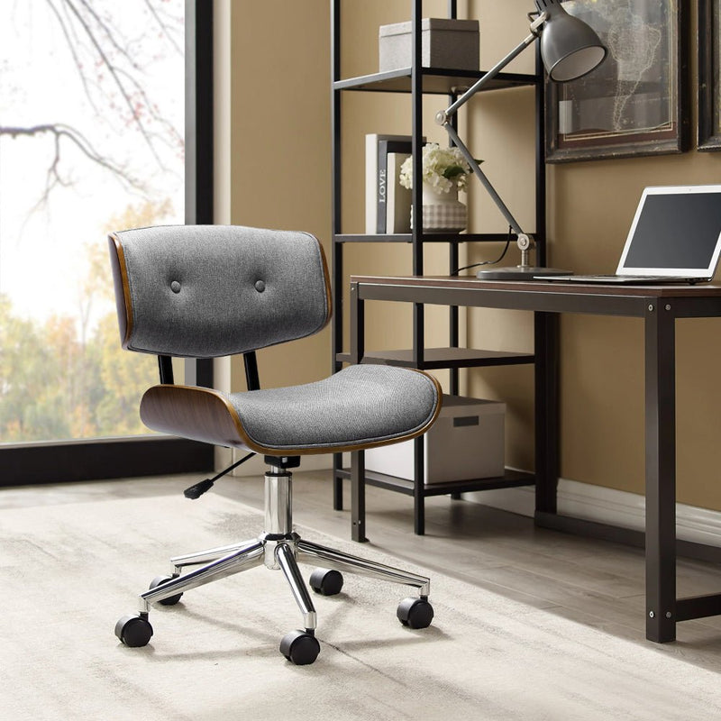 Artiss Wooden Fabric Office Chair Grey - Furniture > Office - Rivercity House & Home Co. (ABN 18 642 972 209)