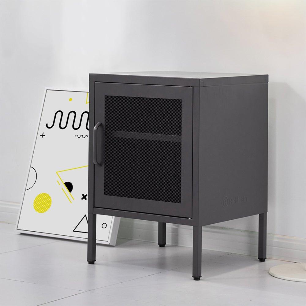 Mesh Metal Bedside Table Cabinet - Black - Furniture > Bedroom - Rivercity House & Home Co. (ABN 18 642 972 209) - Affordable Modern Furniture Australia