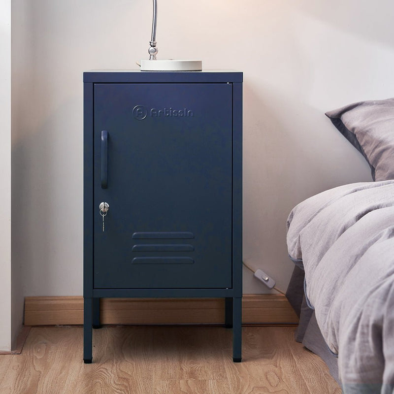 Lockable Metal Bedside Table Cabinet - Blue - Furniture > Bedroom - Rivercity House & Home Co. (ABN 18 642 972 209) - Affordable Modern Furniture Australia