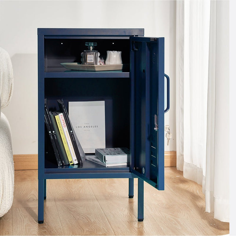 Lockable Metal Bedside Table Cabinet - Blue - Furniture > Bedroom - Rivercity House & Home Co. (ABN 18 642 972 209) - Affordable Modern Furniture Australia