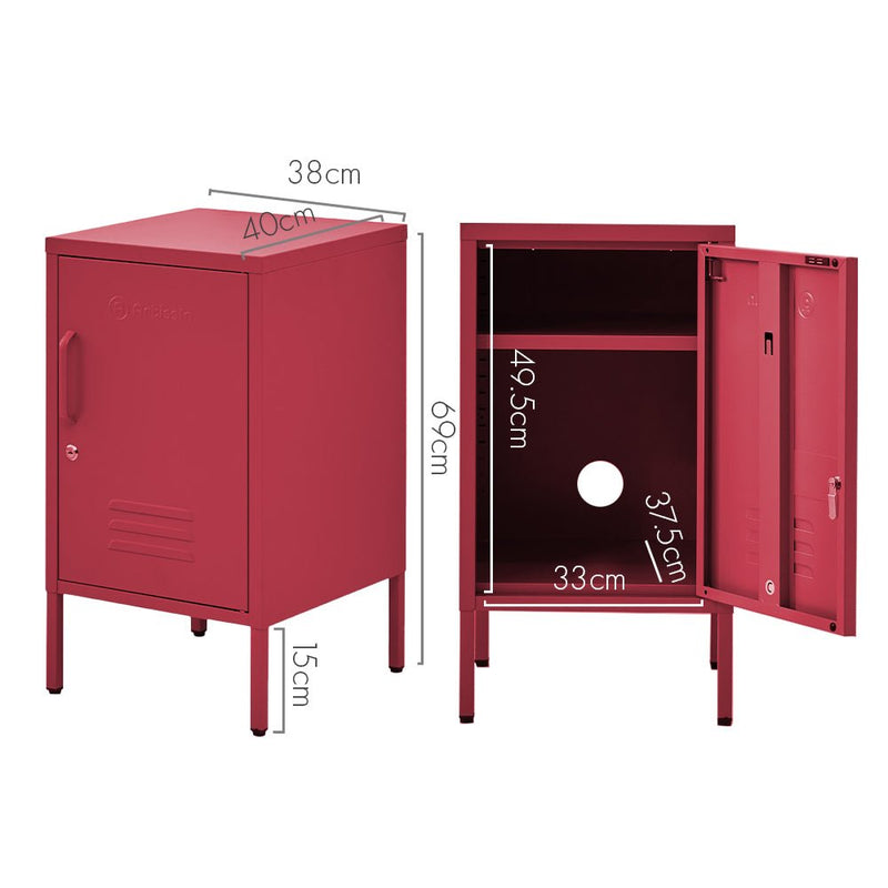 ArtissIn Bedside Table Metal Cabinet - MINI Pink - Furniture > Bedroom - Rivercity House & Home Co. (ABN 18 642 972 209)