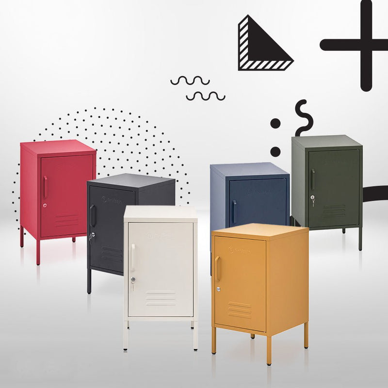 Lockable Metal Bedside Table Cabinet - Yellow - Furniture > Bedroom - Rivercity House & Home Co. (ABN 18 642 972 209) - Affordable Modern Furniture Australia