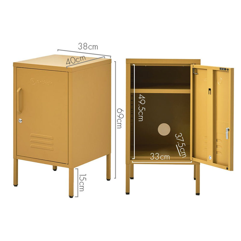 ArtissIn Bedside Table Metal Cabinet - MINI Yellow - Furniture > Bedroom - Rivercity House & Home Co. (ABN 18 642 972 209)