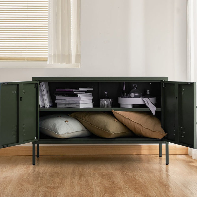 Metal Locker Style Buffet Sideboard Storage Cabinet - Green - Furniture > Living Room - Rivercity House & Home Co. (ABN 18 642 972 209) - Affordable Modern Furniture Australia
