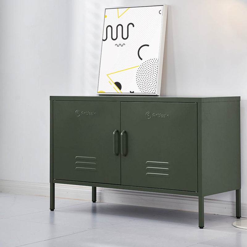 Metal Locker Style Buffet Sideboard Storage Cabinet - Green - Furniture > Living Room - Rivercity House & Home Co. (ABN 18 642 972 209) - Affordable Modern Furniture Australia
