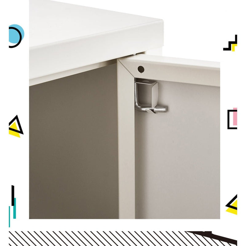 Metal Locker Style Buffet Sideboard Storage Cabinet - White - Furniture > Living Room - Rivercity House & Home Co. (ABN 18 642 972 209) - Affordable Modern Furniture Australia