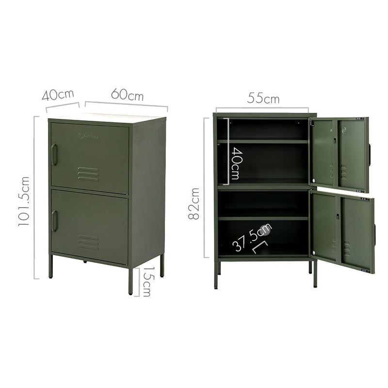 Double Metal Locker Style Buffet Sideboard Cabinet - Green - Home & Garden > Bedding - Rivercity House & Home Co. (ABN 18 642 972 209) - Affordable Modern Furniture Australia