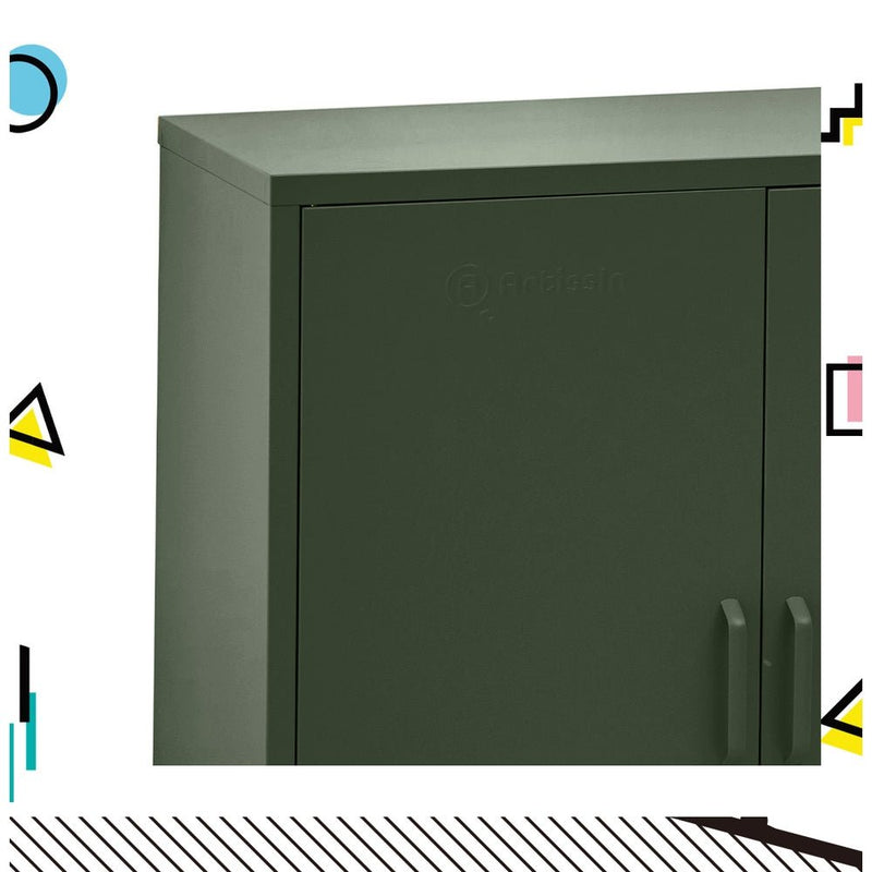 Tall Metal Locker Style Buffet Sideboard Cabinet - Green - Furniture > Living Room - Rivercity House & Home Co. (ABN 18 642 972 209) - Affordable Modern Furniture Australia