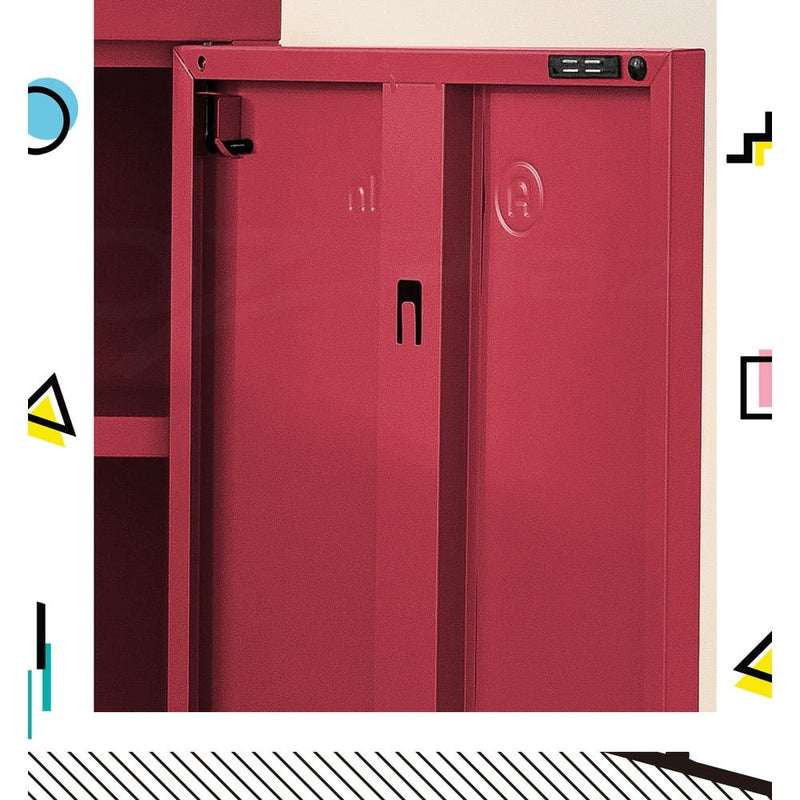 Tall Metal Locker Style Buffet Sideboard Cabinet - Pink - Furniture > Living Room - Rivercity House & Home Co. (ABN 18 642 972 209) - Affordable Modern Furniture Australia