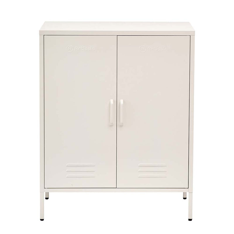 Tall Metal Locker Style Buffet Sideboard Cabinet - White - Furniture > Living Room - Rivercity House & Home Co. (ABN 18 642 972 209) - Affordable Modern Furniture Australia