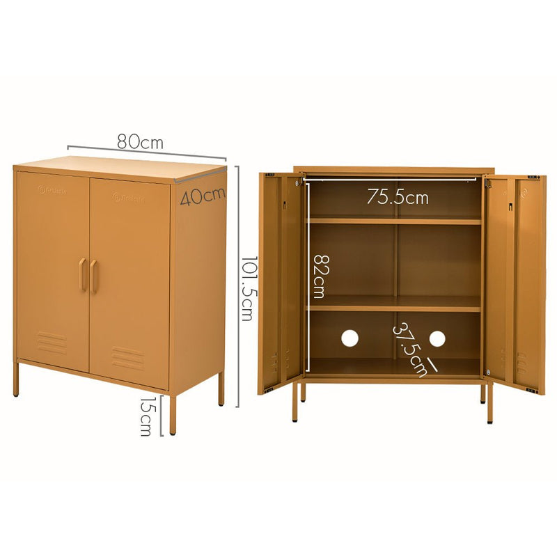 ArtissIn Buffet Sideboard Metal Cabinet - SWEETHEART Yellow - Furniture > Living Room - Rivercity House & Home Co. (ABN 18 642 972 209)