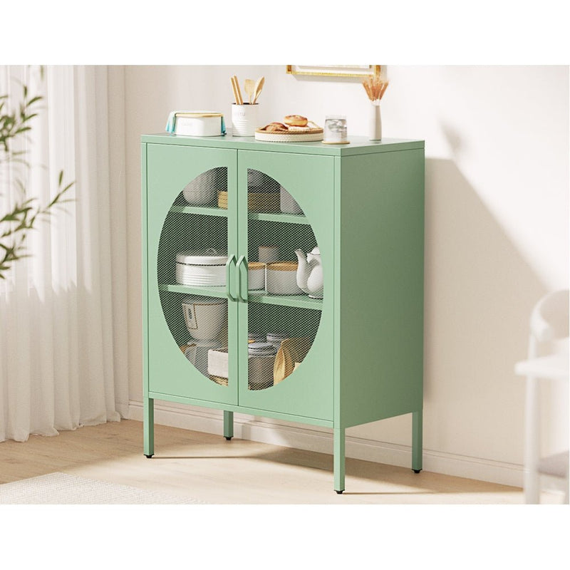ArtissIn Buffet Sideboard Metal Locker Display Cabinet Storage Shelves Green - Furniture > Living Room - Rivercity House & Home Co. (ABN 18 642 972 209)