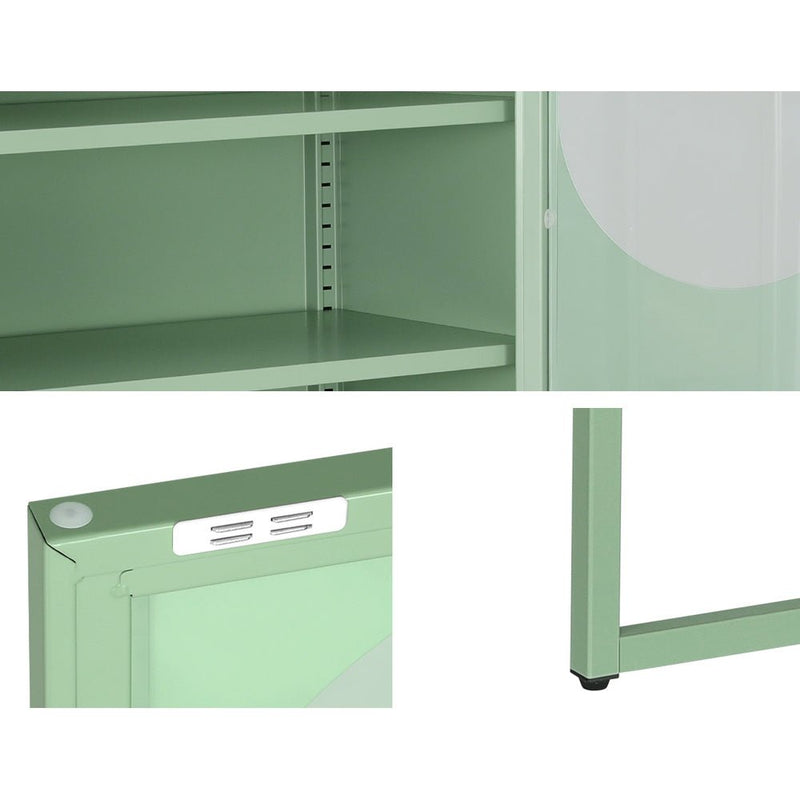 ArtissIn Buffet Sideboard Metal Locker Display Shelves Cabinet Storage Green - Furniture > Living Room - Rivercity House & Home Co. (ABN 18 642 972 209)