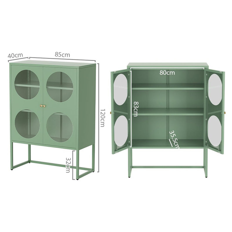 ArtissIn Buffet Sideboard Metal Locker Display Shelves Cabinet Storage Green - Furniture > Living Room - Rivercity House & Home Co. (ABN 18 642 972 209)