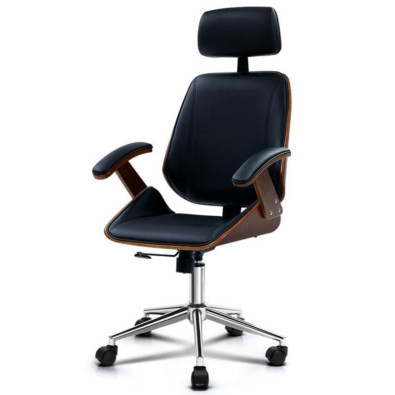 Ashby Wooden High Back Office Chair (Brown & Black) - Rivercity House & Home Co. (ABN 18 642 972 209) - Affordable Modern Furniture Australia