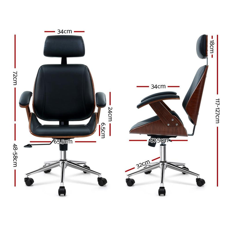 Ashby Wooden High Back Office Chair (Brown & Black) - Rivercity House & Home Co. (ABN 18 642 972 209) - Affordable Modern Furniture Australia