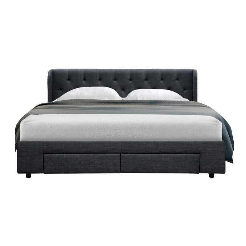 Avalon King Bed Frame with Drawers Charcoal - Rivercity House & Home Co. (ABN 18 642 972 209) - Affordable Modern Furniture Australia