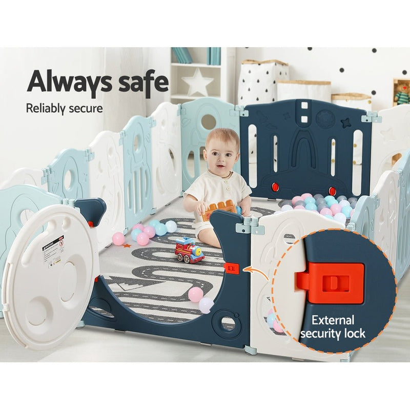 Baby Playpen 16 Panels Foldable Toddler Fence Safety Play Activity Barrier - Baby & Kids > Nursing - Rivercity House & Home Co. (ABN 18 642 972 209) - Affordable Modern Furniture Australia