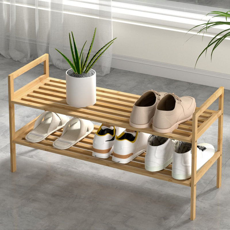 Bamboo 2 Tier Shoe Rack Pine - Home & Garden > Storage - Rivercity House & Home Co. (ABN 18 642 972 209) - Affordable Modern Furniture Australia