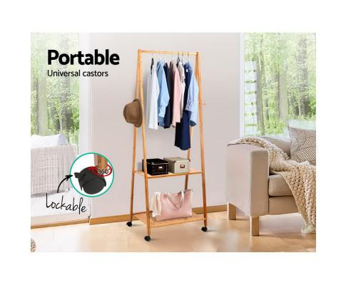 Bamboo Clothes Hanger Stand & Display Shelf - Rivercity House & Home Co. (ABN 18 642 972 209) - Affordable Modern Furniture Australia